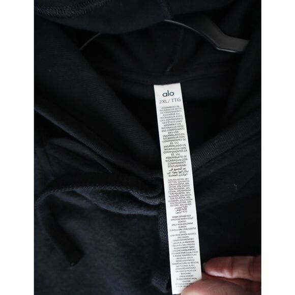 Alo Yoga M3109R Men's Sz 2XL Black The Triumph Tri-Blend Fleece Hoodie - Picture 7 of 14